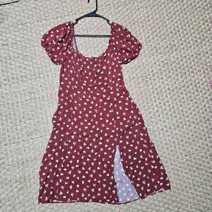 Mi Ami Burnt Sienna Floral Pattern Dress